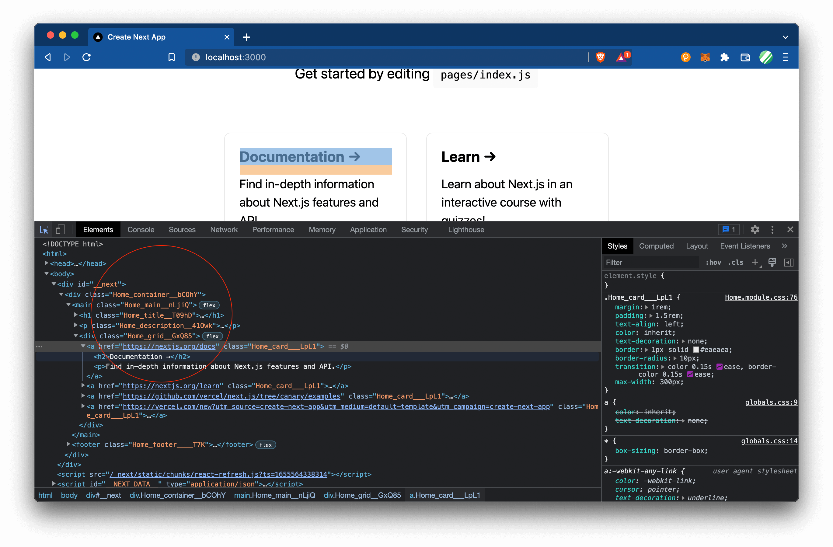 Next.js CSS Module Inspect
